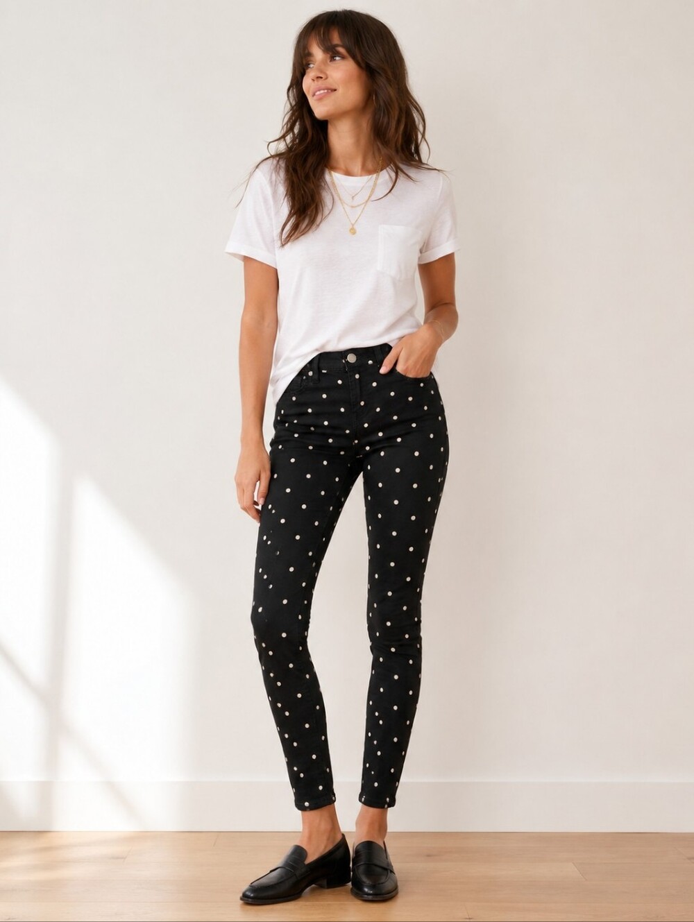 Madewell x Blank NYC Polka Dot Skinny Jeans Size 27 Black Cream Stretch